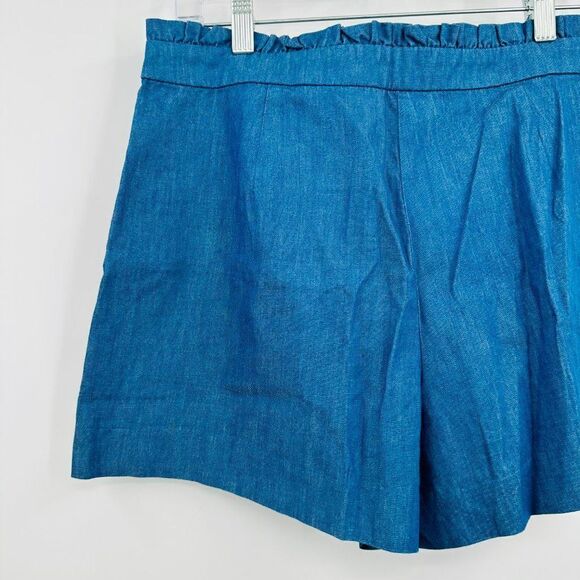J. Crew Size 6 Blue Denim Chambray Ruffle Trim Summer Shorts - Picture 7 of 9
